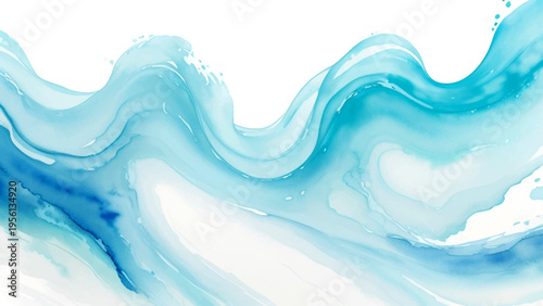 Abstract watercolor art depict fluid azure waves and create serenity and show movement and reflect calmness and evoke artistic expression and fresh aesthetic 