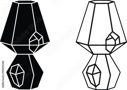 Geometric crystal lamps black and white Vector