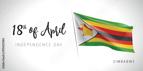 Zimbabwe independence day vector banner, greeting card.