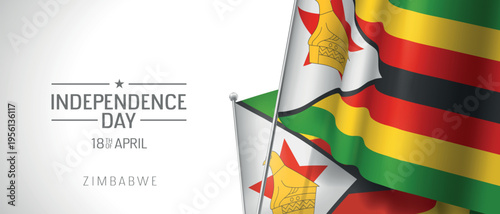 Zimbabwe happy independence day greeting card, banner vector illustration