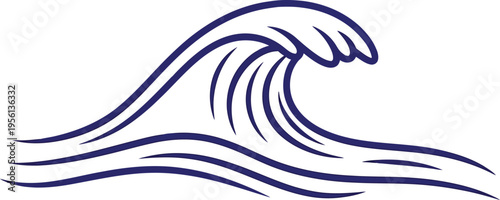 Simple navy blue wave icon with smooth lines on white