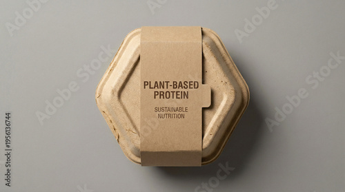 Minimalist molded bamboo fiber container for plant-based protein powder  