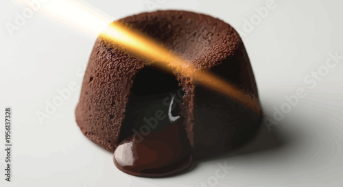 Rich, decadent chocolate lava cake oozing with warm, gooey chocolate sauce