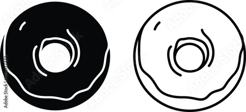 Donut illustration black and white Vector
