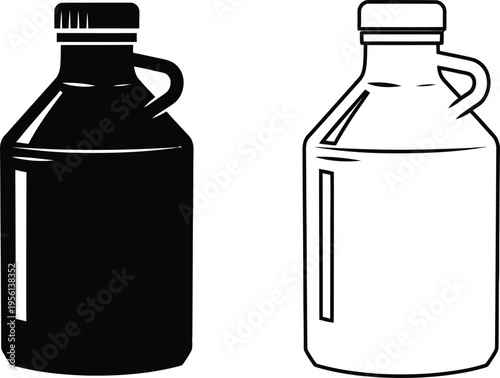 Black and white milk bottles contrast Vector
