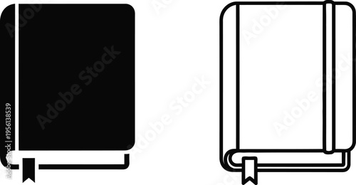 Black and white illustration of two books with bookmarks Vector