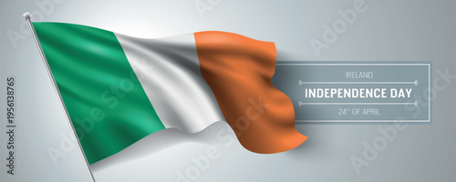 Ireland happy independence day greeting card, banner vector illustration