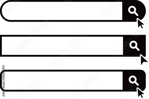 検索窓・検索バーのイラスト素材　カーソル,セット　Search bar illustration set