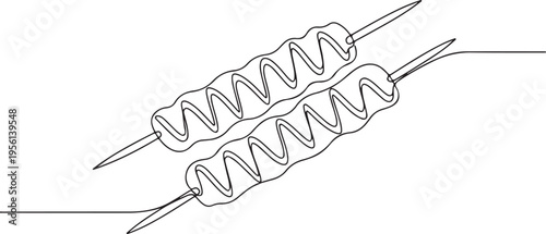 Vector illustration of two skewers with coiled food