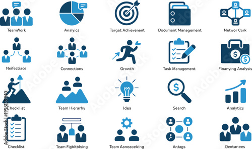 A curated collection of 20 minimalist business and meeting icons, perfect for enhancing presentations, reports, and digital content with clarity and professional appeal