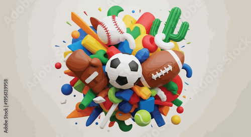 3D vector illustration of a hand holding a soccer ball against an abstract colorful background for a world cup football championship competition design