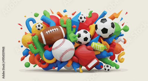 A vibrant vector illustration of a football soccer ball and a ribbon-wrapped Easter egg adorned with world flags to celebrate a championship game competition