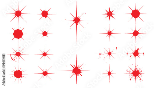 Red Burst Starbursts: A collection of vibrant, energetic red starburst designs bursts with dynamic radiance. A captivating collection.