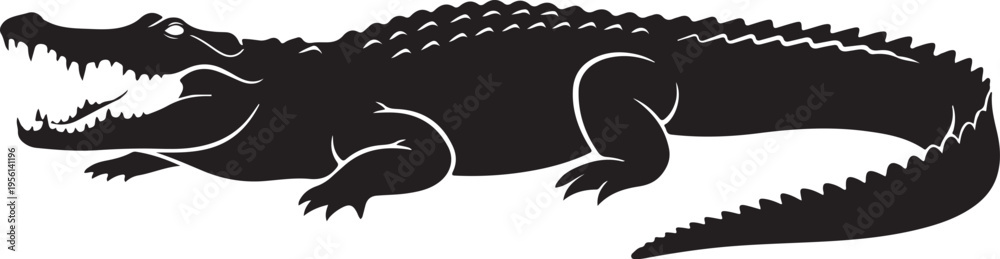 Obraz premium Black crocodile vector illustration