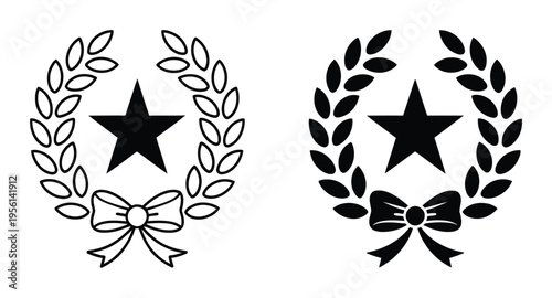 Laurel Wreath Star Vector Illustration
