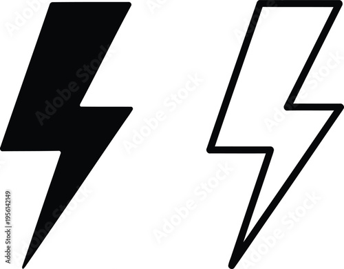 Black and white lightning bolts Vector