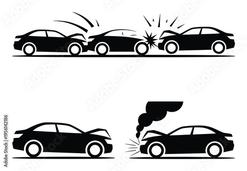 Car Crash Collision Vector Illustration