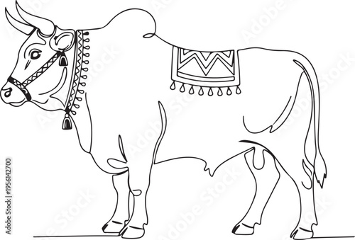 Vector illustration of a decorated cow