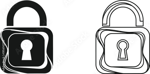 Black and white padlock icons with keyholes security symbols Vector