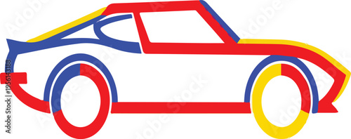 An isolated vintage old red toy car automobile vector illustration for transportation service design featuring a classic motor vehicle silhouette on a white background