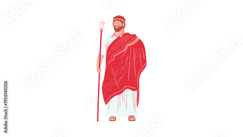 A minimalist vector illustration of Mahatma Gandhi in a red shawl