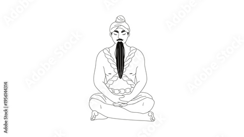 A minimalist vector illustration of a meditating man in a serene pose