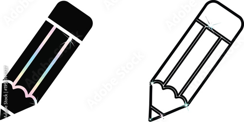 Black and white pencils drawing illustration Vector