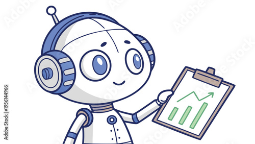 AI Generated Business Robot and Human Collaboration Concept Illustration Set