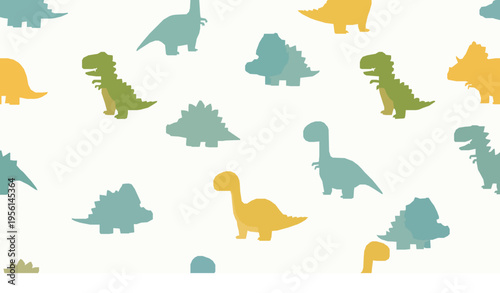 Cartoon dinosaur seamless pattern for kids clothing with cute dino texture vector