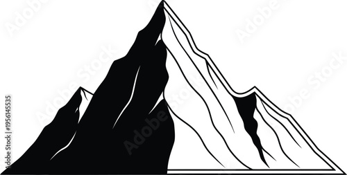 Black and white mountain peaks landscape Vector