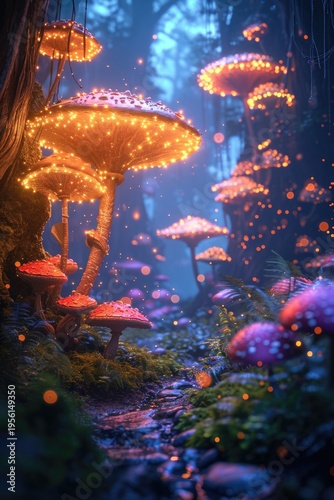 Fabulous Magic Mushrooms in the Forest