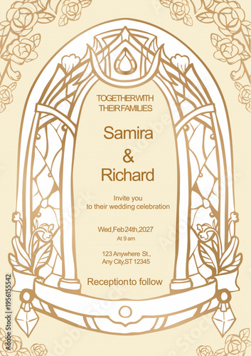 vintage wedding invitation card template