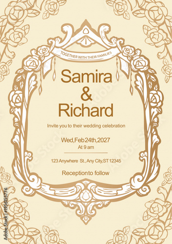 vintage wedding invitation card template
