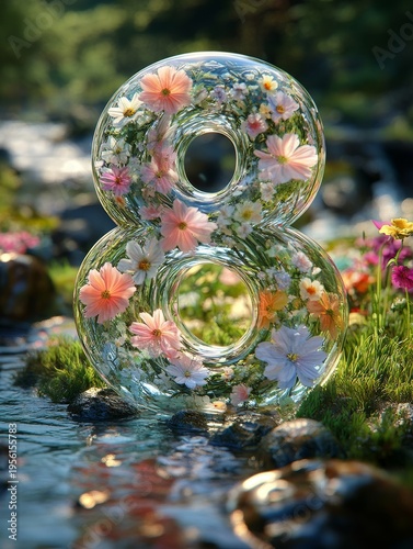 Number 8 made of glass, March 8 International Womens Day