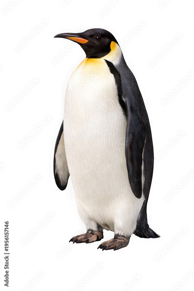 Fototapeta premium King penguin standing isolated on transparent background looking left