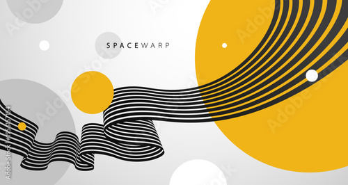 3D perspective lines and circles vector abstract background, curve stripes ribbon bent wallpaper, road journey concept, dynamic wallpaper.