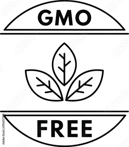 gmo free label icon design for organic food packaging and healthy product certification badge
