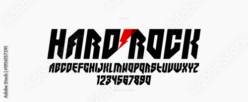 Bold and massive heavy geometric font for logo creation, modern geometrical vector display typeface, typography with no round elements, only corners and straight lines geometry, italic version.