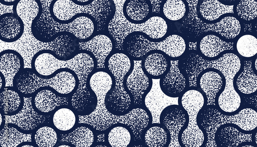 Molecules seamless pattern, vector geometric trippy abstract background, fluid like shapes dynamic endless wallpaper.