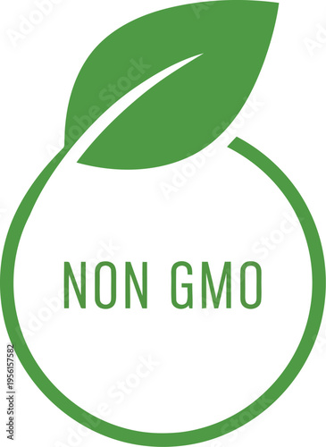 Non GMO Green Leaf Icon Symbol for Organic Healthy Food Label and Packaging Design Elements