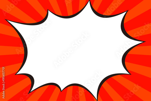 赤集中線背景と吹き出しフレーム 漫画風ポップバースト素材