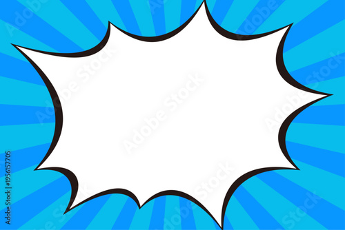 青集中線背景と吹き出しフレーム 漫画風ポップバースト素材