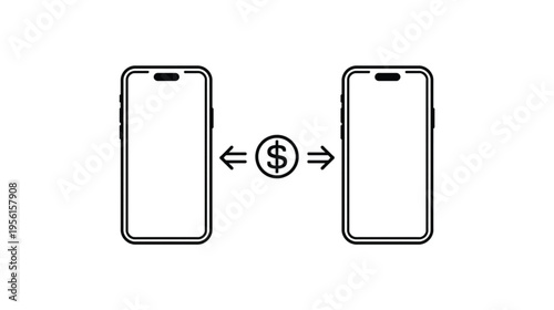 Black vector mobile phone icon featuring a blank smartphone screen for digital communication and wireless cellular technology