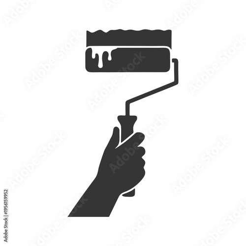 ペンキを塗る手のシルエットアイコン