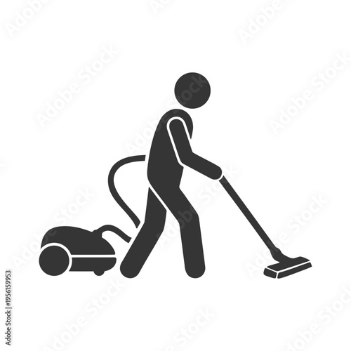 掃除機をかける人物のシルエットアイコン