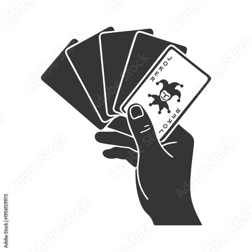 ジョーカーを持つ手のシルエットアイコン　