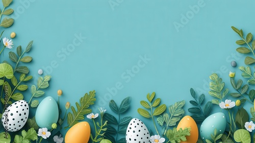 easter banner green backdrop on a blue background