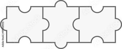 Connected jigsaw grid with blank frames for content. Infographic template for business presentations and education.