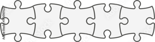 Interlocking puzzle pieces creating complete grid structure. Empty infographic frames for corporate and educational presentations.