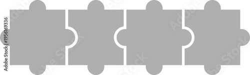 Minimal outline jigsaw template with connected parts. Educational game layout and business infographic element.